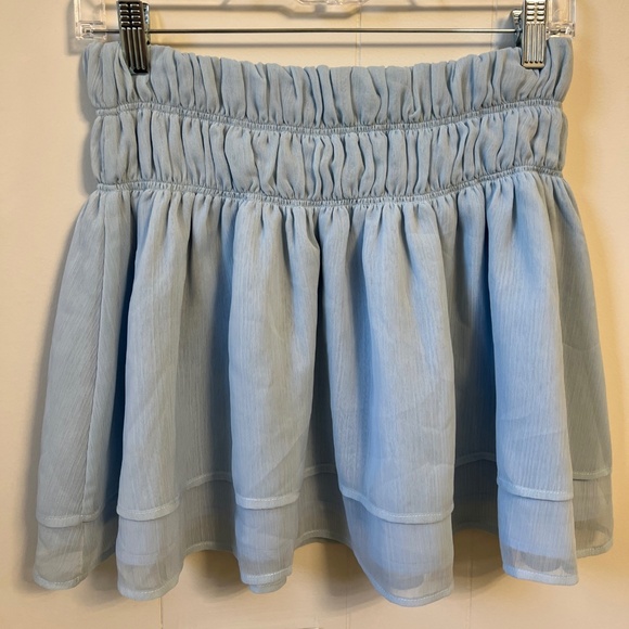 TULAROSA Natalie Mini Skirt in Baby Blue Revolve Smocked Waist Pull On SMALL - Picture 7 of 12